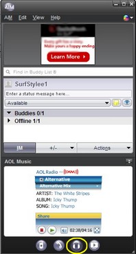 AIM running AOL Radio Screenshot