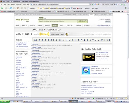 AOL Radio Station Guide Screenshot